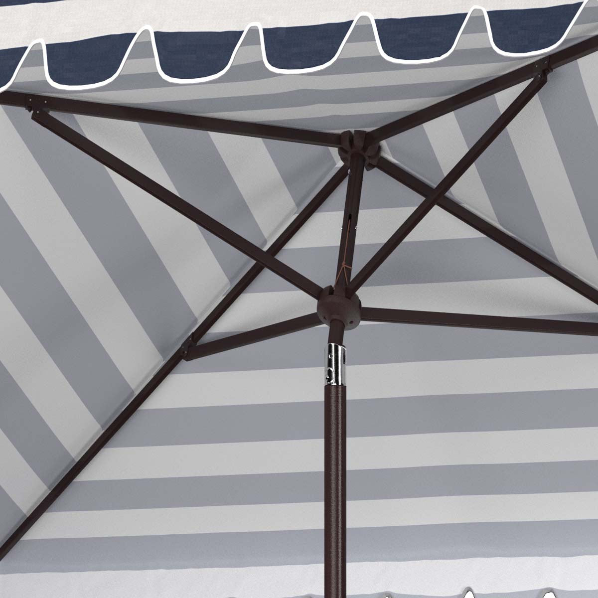 Safavieh Vienna 7.5 Ft Square Crank Umbrella , PAT8411 - Navy/White