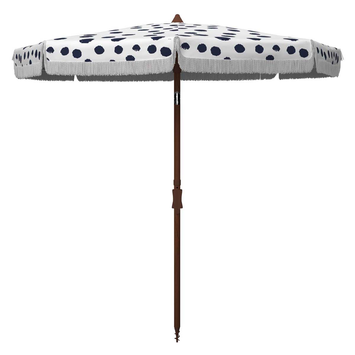 Safavieh Sydney 6.5 Ft Umbrella , PAT8502 - White/Navy Polka Dot