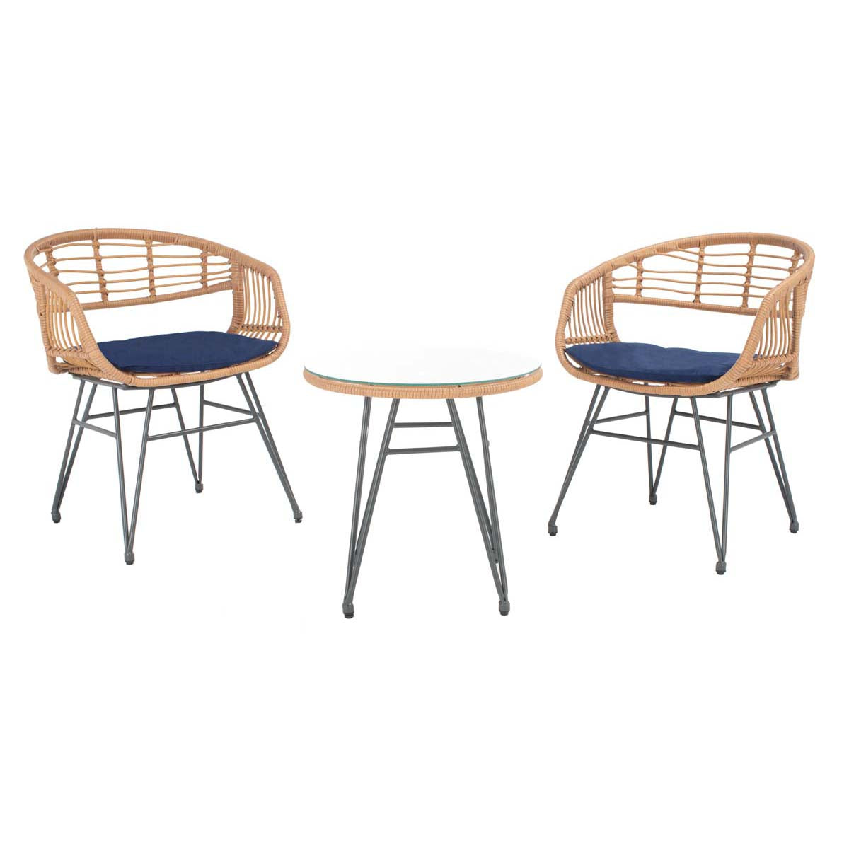 Safavieh Ferla 3Pc Lounger Set , PAT9014 - Natural / Navy