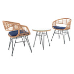 Safavieh Ferla 3Pc Lounger Set , PAT9014 - Natural / Navy