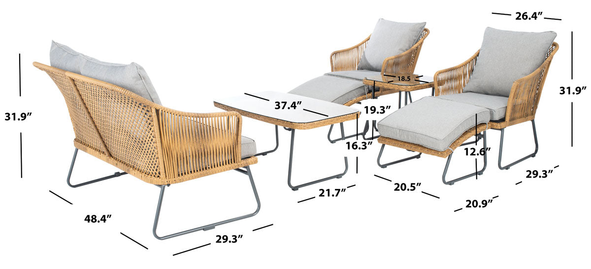Safavieh Lonra 7 Pc Lounger Set , PAT9019