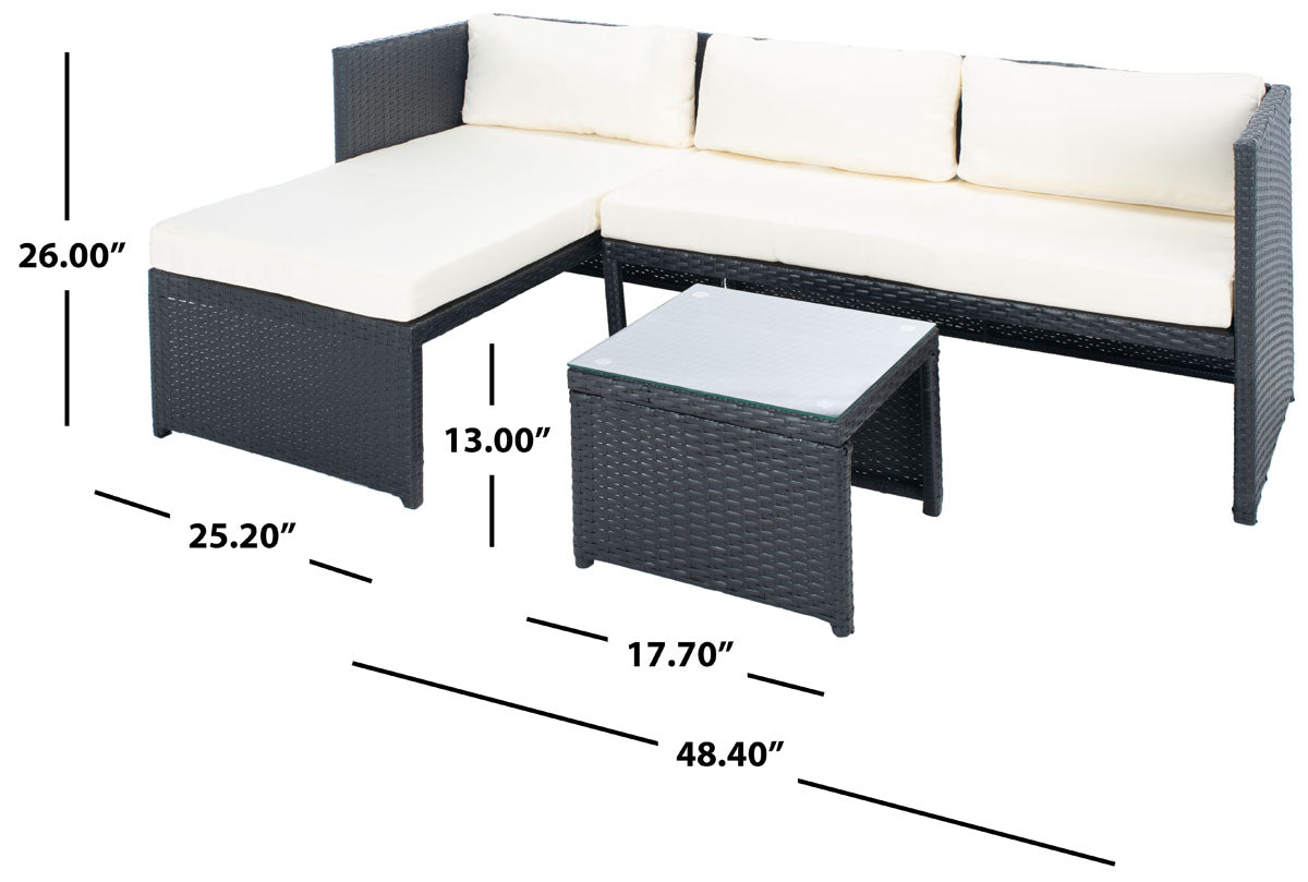Safavieh Bronson 3 Pc Sofa Set , PAT9022 - Black/Beige