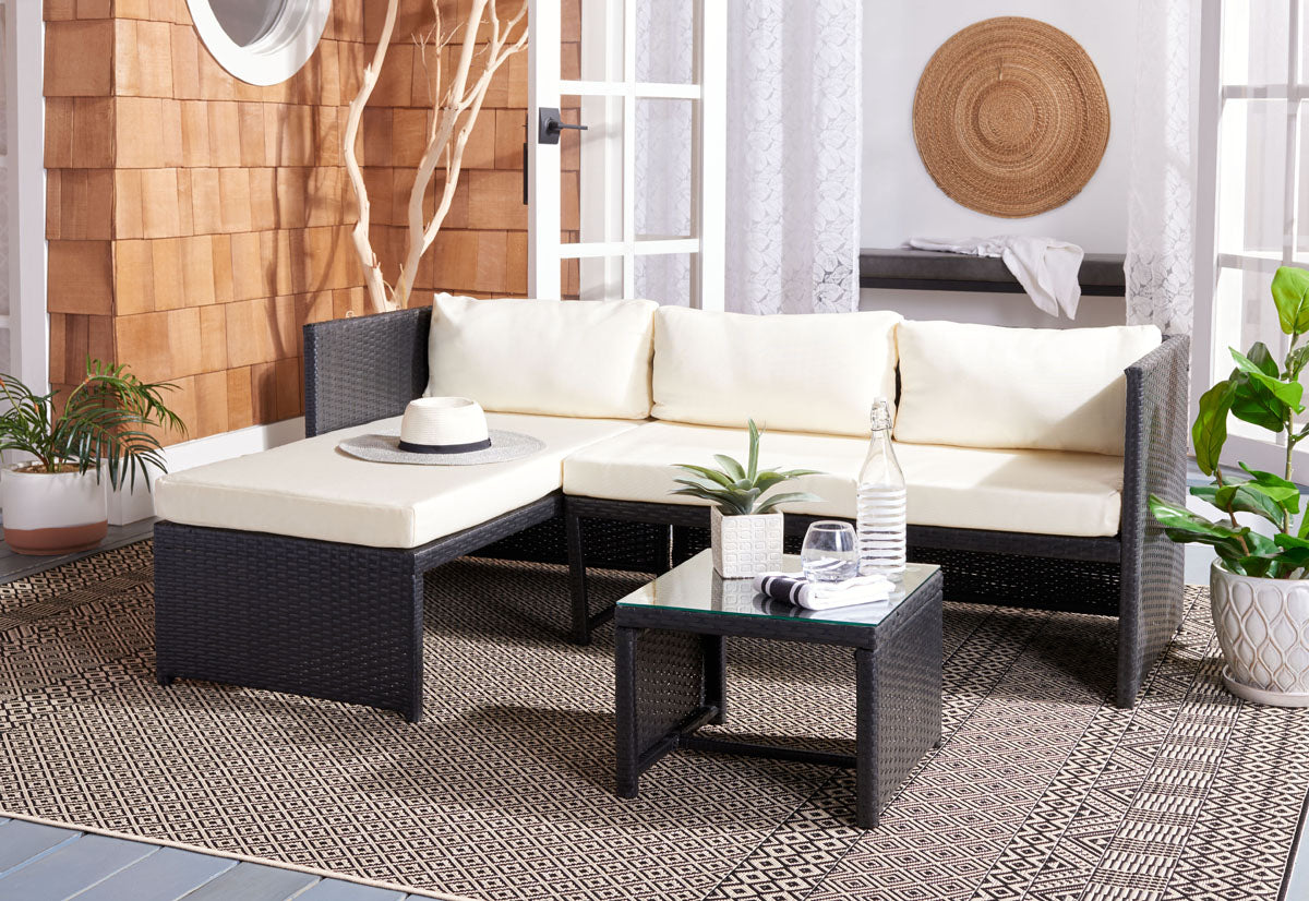 Safavieh Bronson 3 Pc Sofa Set , PAT9022 - Black/Beige