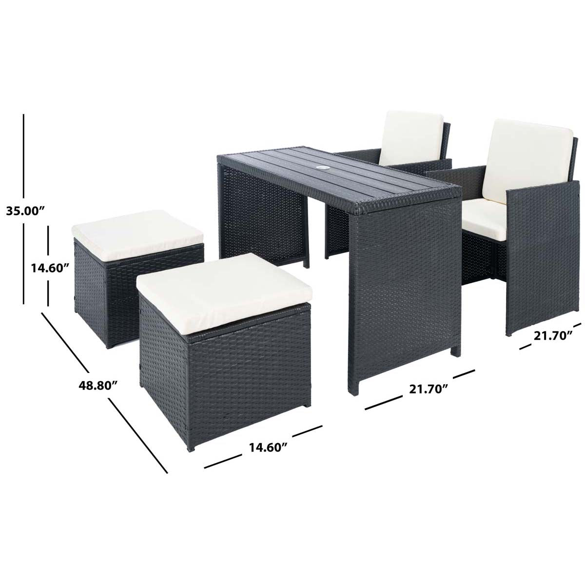 Safavieh Dranda 5 Pc Dining Set , PAT9023 - Black / Beige