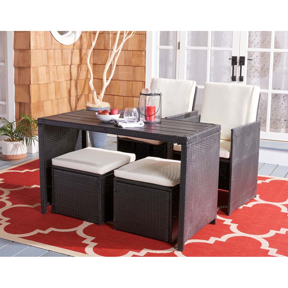 Safavieh Dranda 5 Pc Dining Set , PAT9023 - Black / Beige