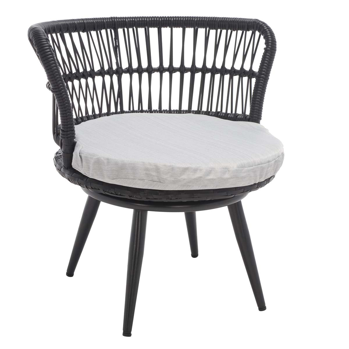 Safavieh Kyomi 3Pc Lounge Set , PAT9032 - Black Rope/Grey Cushion