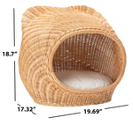 Safavieh Toru Cat Bed W/ Cushion , PET6502 - Natural Honey / White