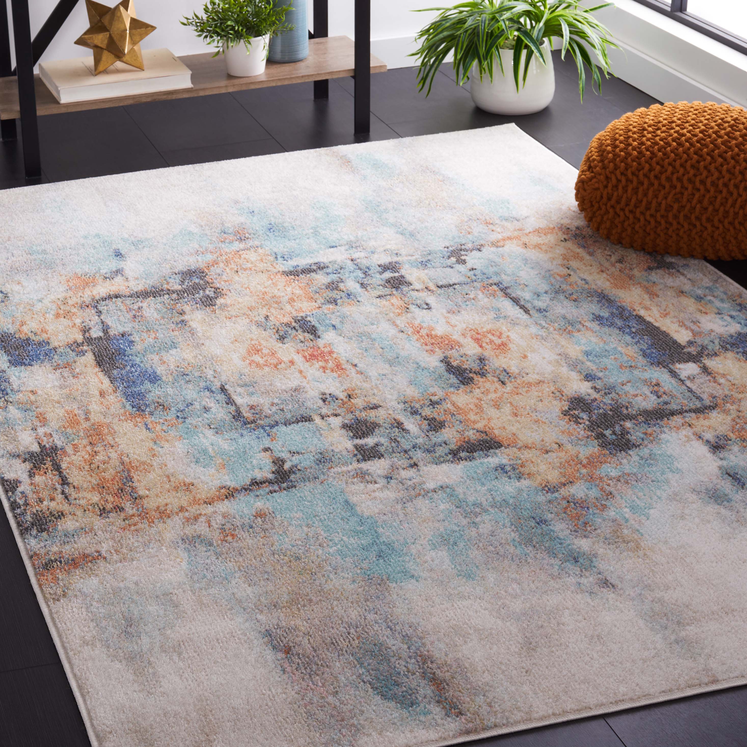 Safavieh Phoenix 510 Rug, PHX510 - Aqua / Gold Rust