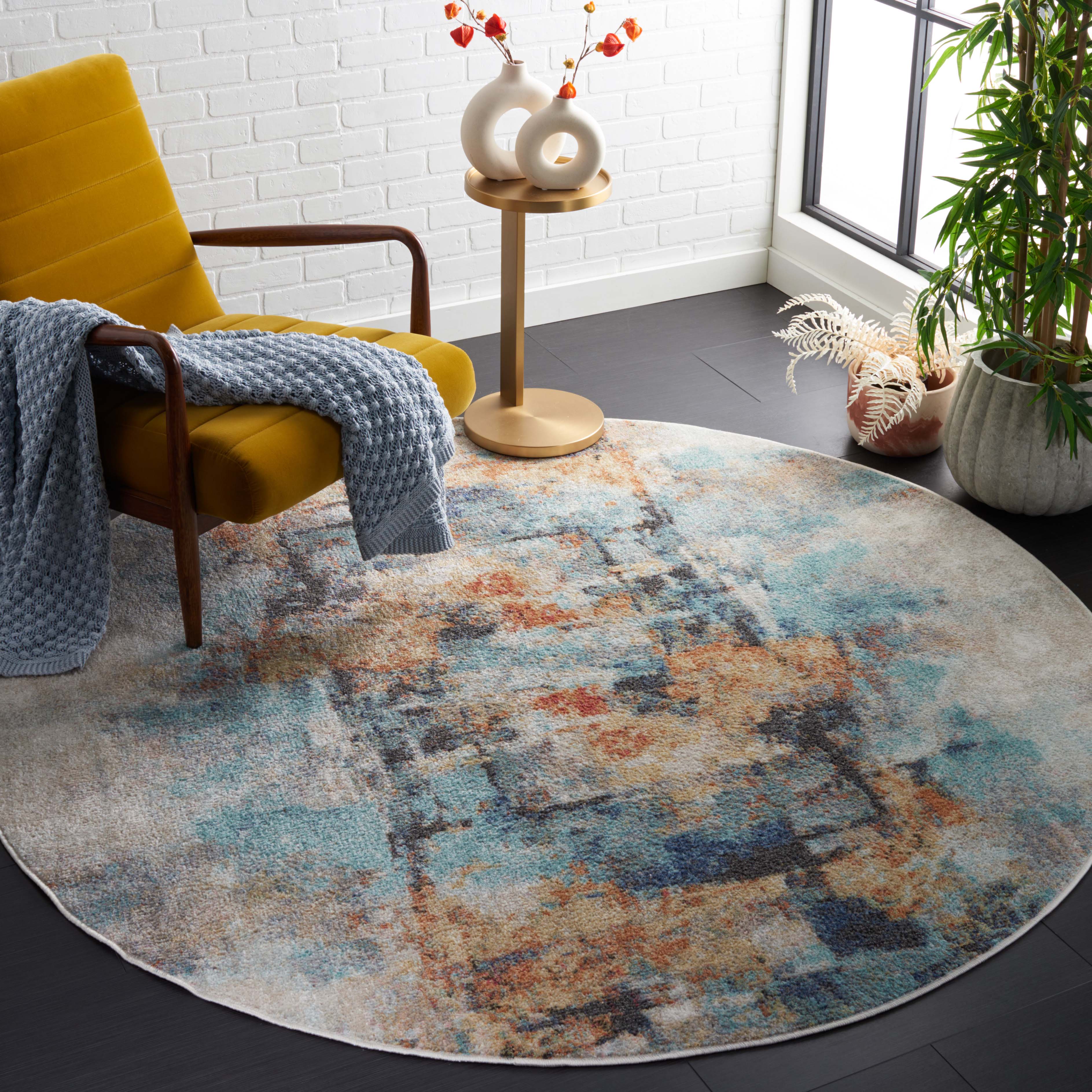 Safavieh Phoenix 510 Rug, PHX510 - Aqua / Gold Rust