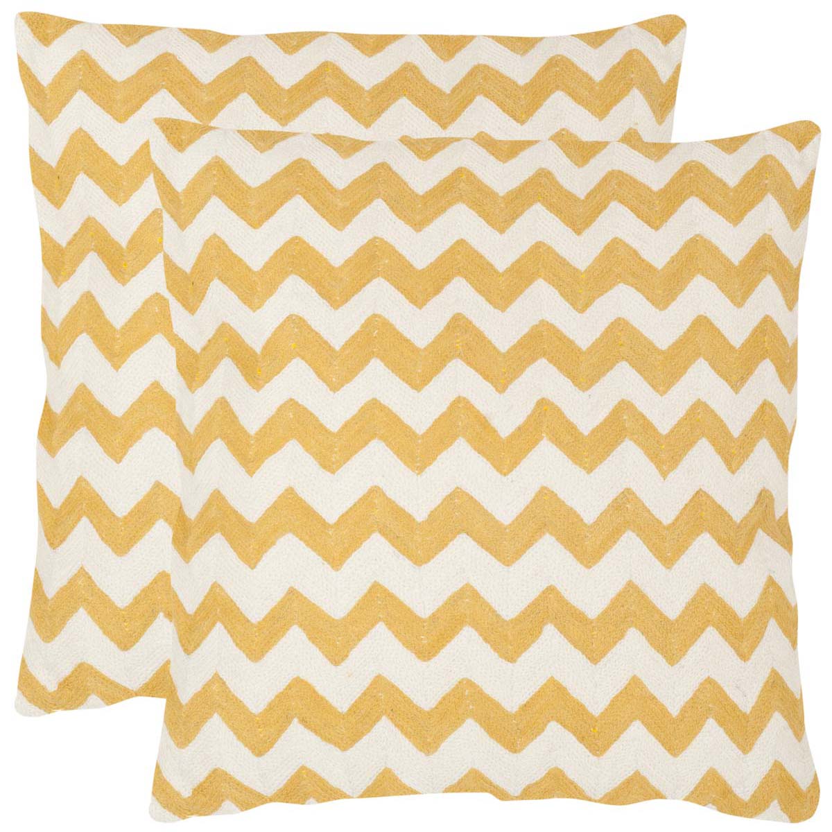 Safavieh Striped Tealea Pillow, PIL102 - Mustard (Set of 2)