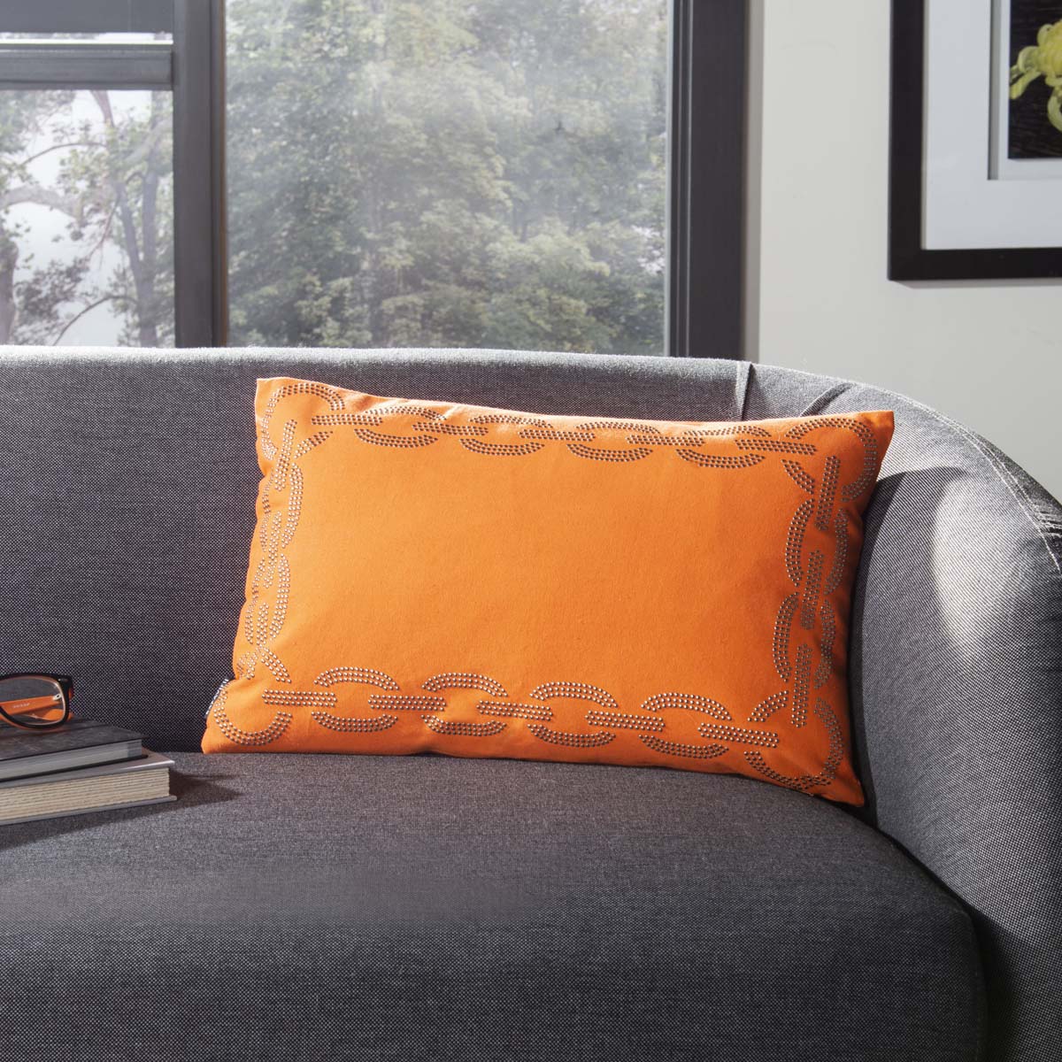 Safavieh Sibine Pillow, PIL156 - Orange 12 x 20 (Set of 2)