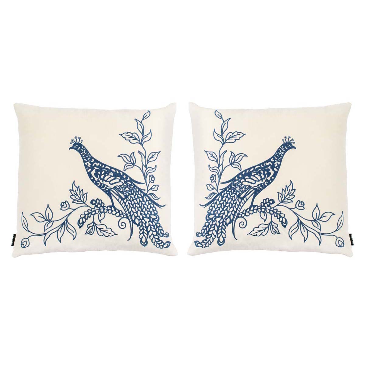 Safavieh Loving Pair Pillow , PIL710 - Beige / Blue (Set of 2)