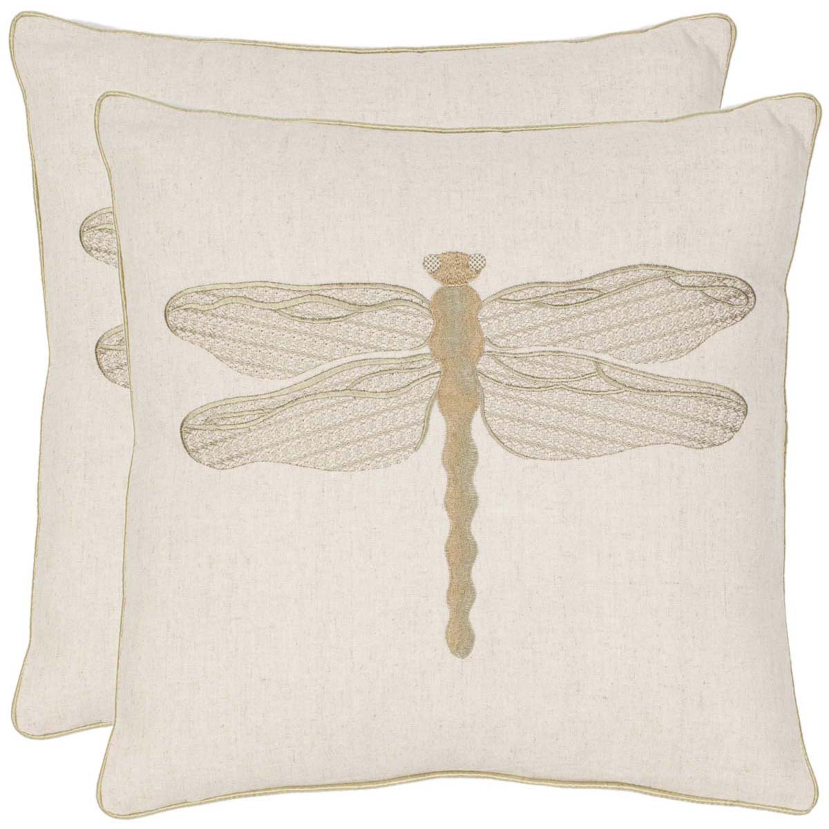 Safavieh Azure Damselfly Pillow, PIL815 - Creme (Set of 2)