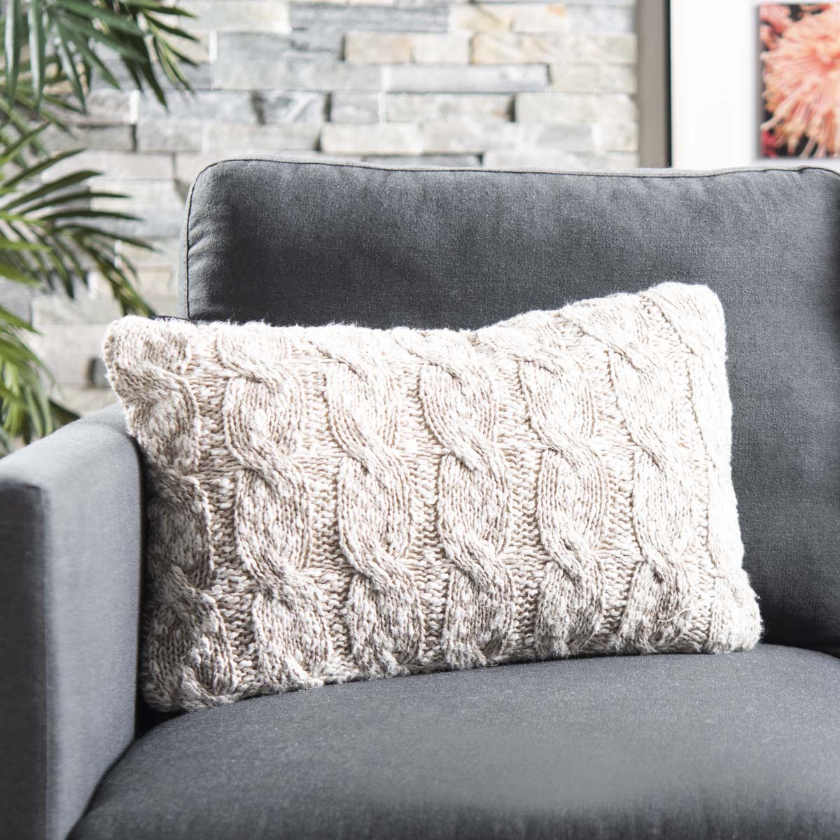 Safavieh Chunky Knit Pillow , PLS184 - Stone / Natural