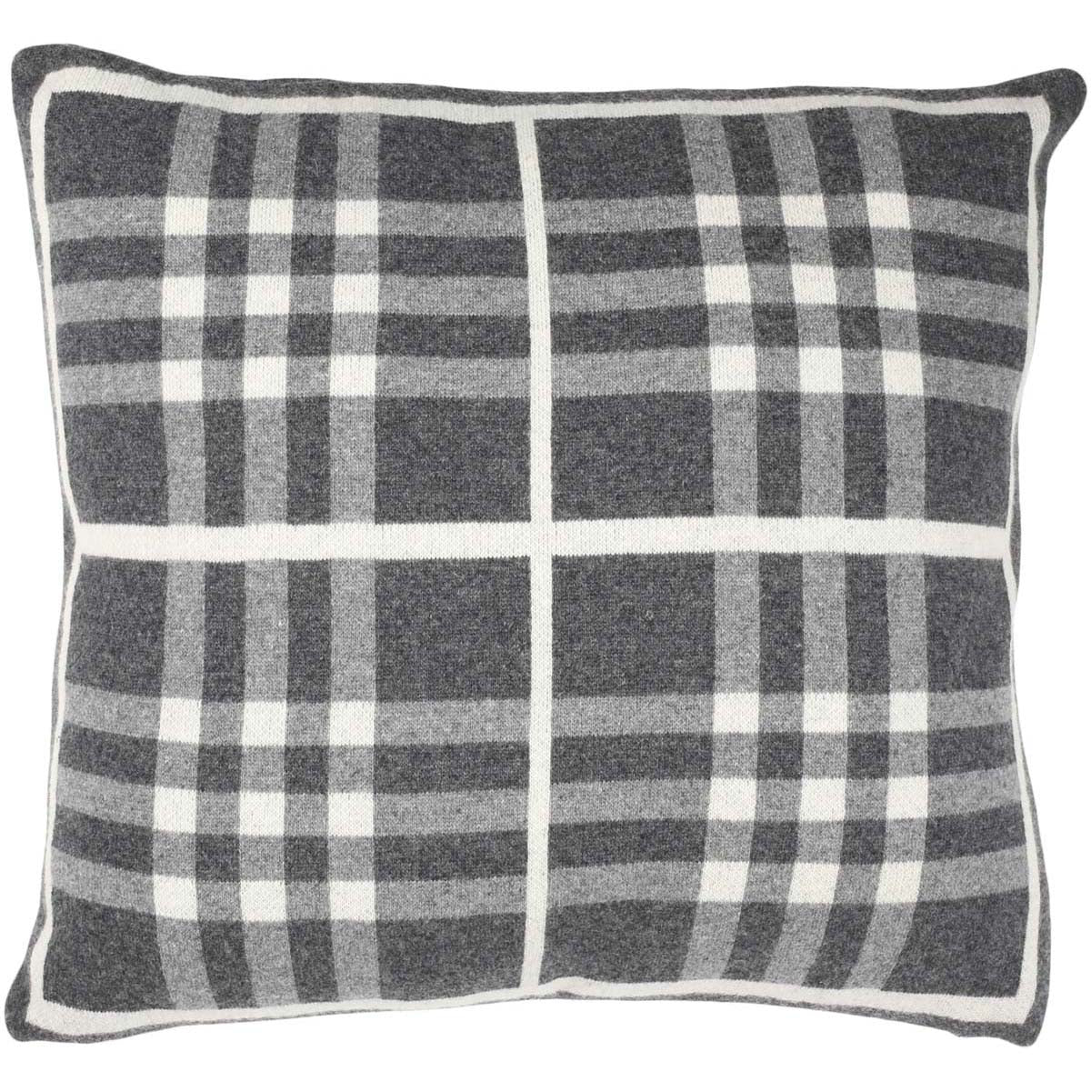 Safavieh Unity Gingham Knit Pillow , PLS204 - Dark Grey/Medium Grey/Ivory