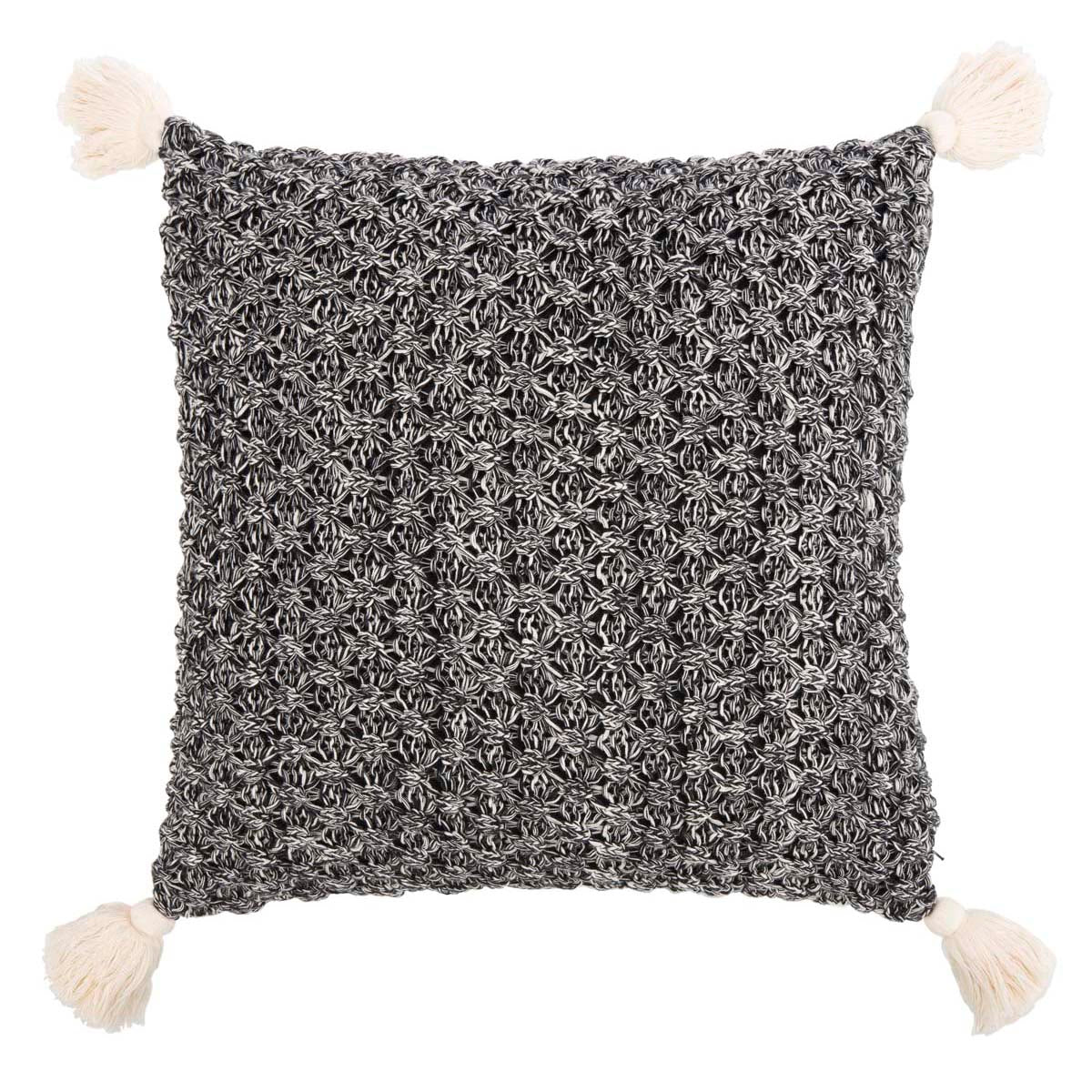 Safavieh Pennie Knit Tassel Pillow , PLS214 - Black/Natural