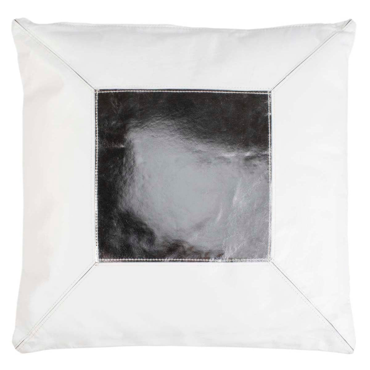Safavieh Tinsley Cowhide 20X20 Pillow , PLS238 - White/Silver
