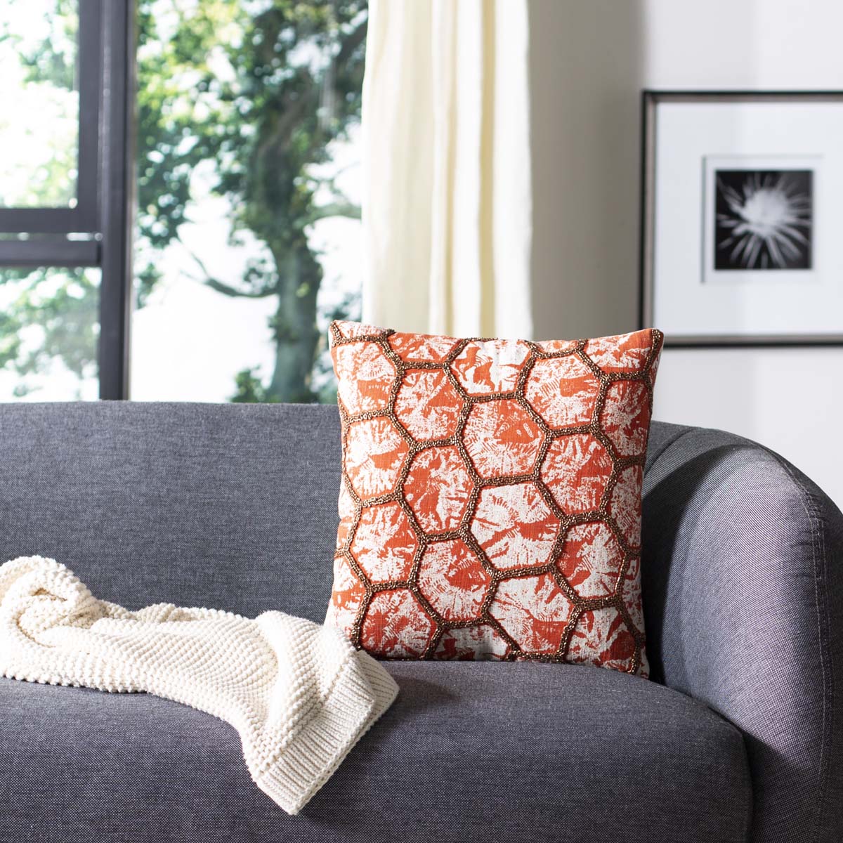 Safavieh Falla Pillow , PLS2506 - Orange/White