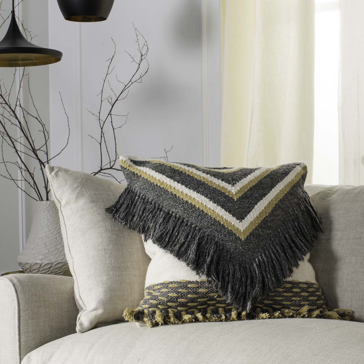 Safavieh Elettra 20 Pillow , PLS304 - Charcoal/Gold