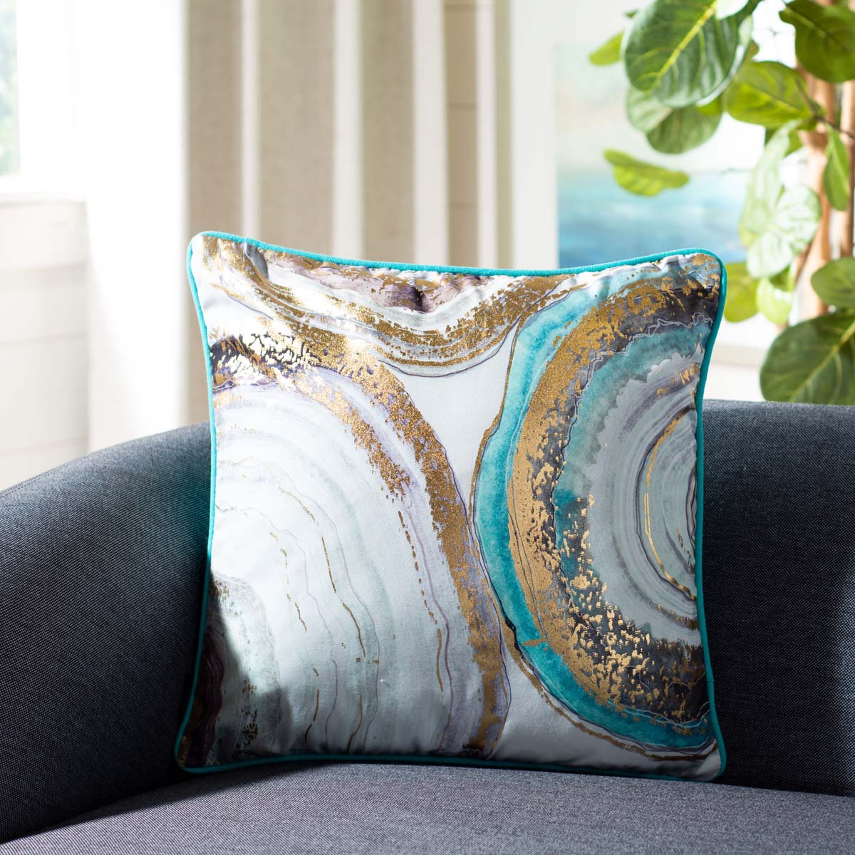 Safavieh Nima Pillow , PLS7013 - Blue/Gold