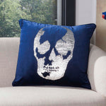 Safavieh Rayen Skull Pillow , PLS7061 - Dark Blue/Silver