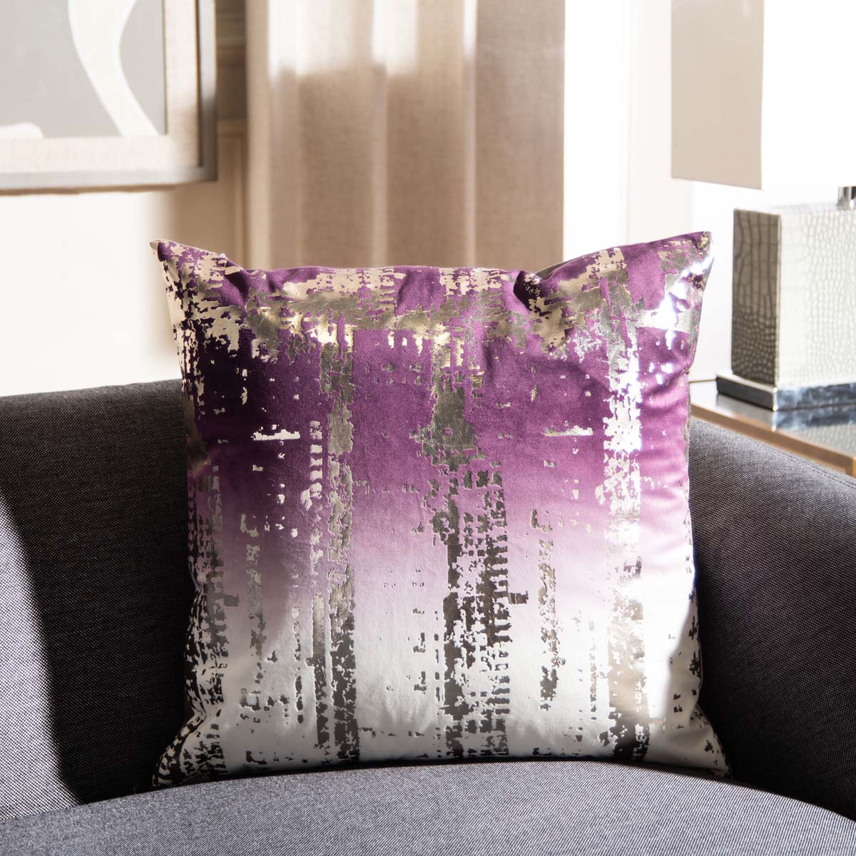 Safavieh Rensia Pillow Purple/Silver, PLS7143 - Purple/Silver
