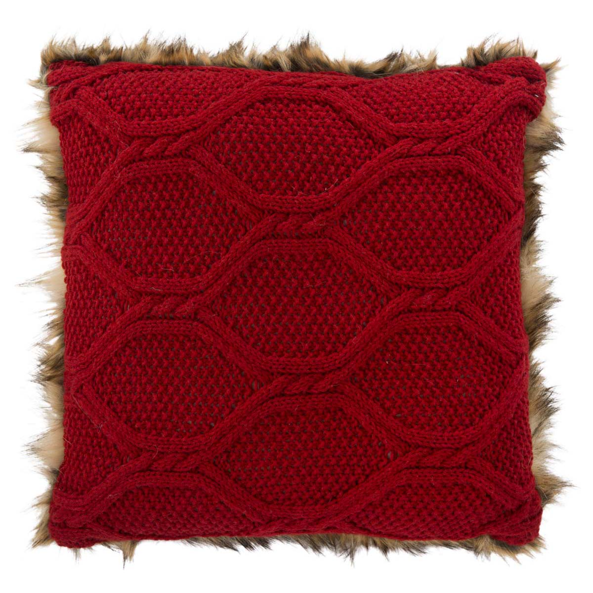 Safavieh Luccia Faux Fur Pillow , PLS772 - Red