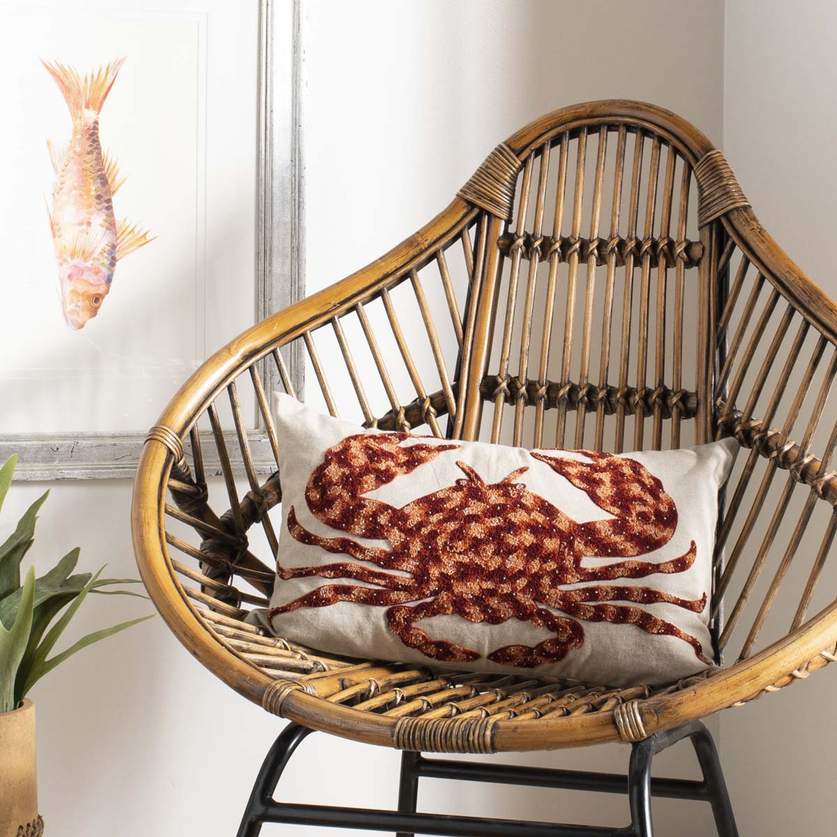 Safavieh Lilia Pillow Beige/Red/Orange, PLS890 - Beige/Red/Orange