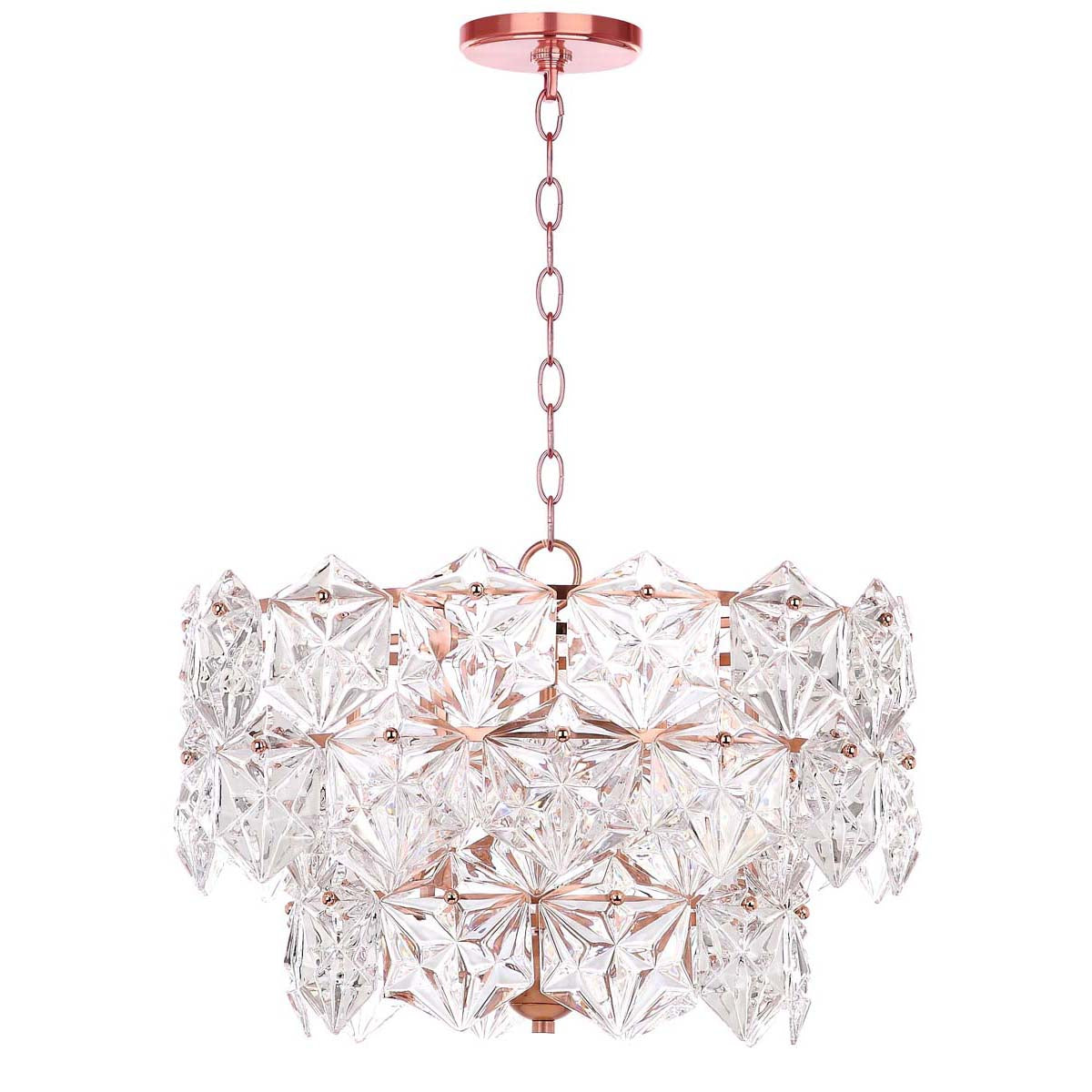Safavieh Sia 4 Light 19 Inch Dia Adjustable Pendant , PND4001 - Clear/Copper