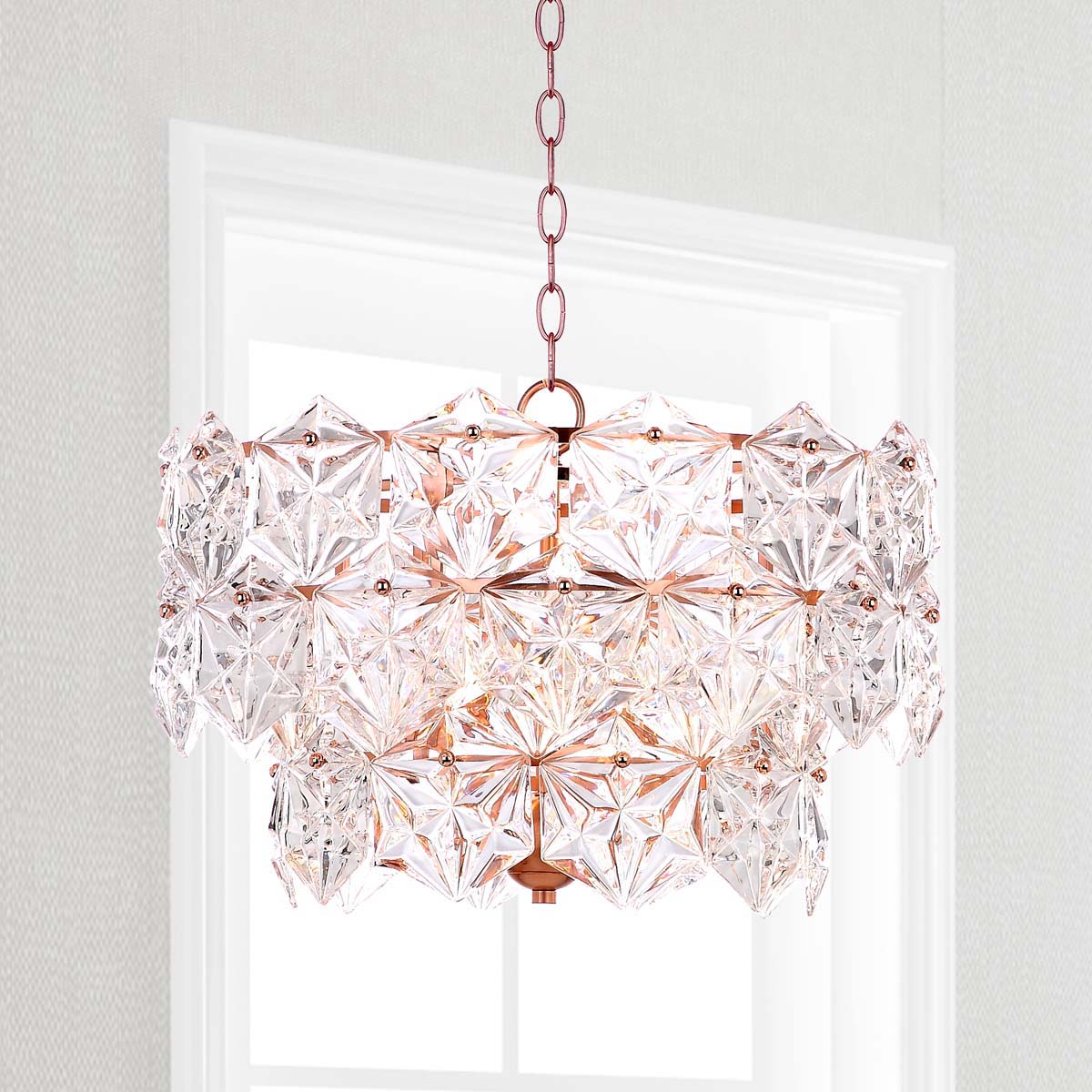 Safavieh Sia 4 Light 19 Inch Dia Adjustable Pendant , PND4001 - Clear/Copper