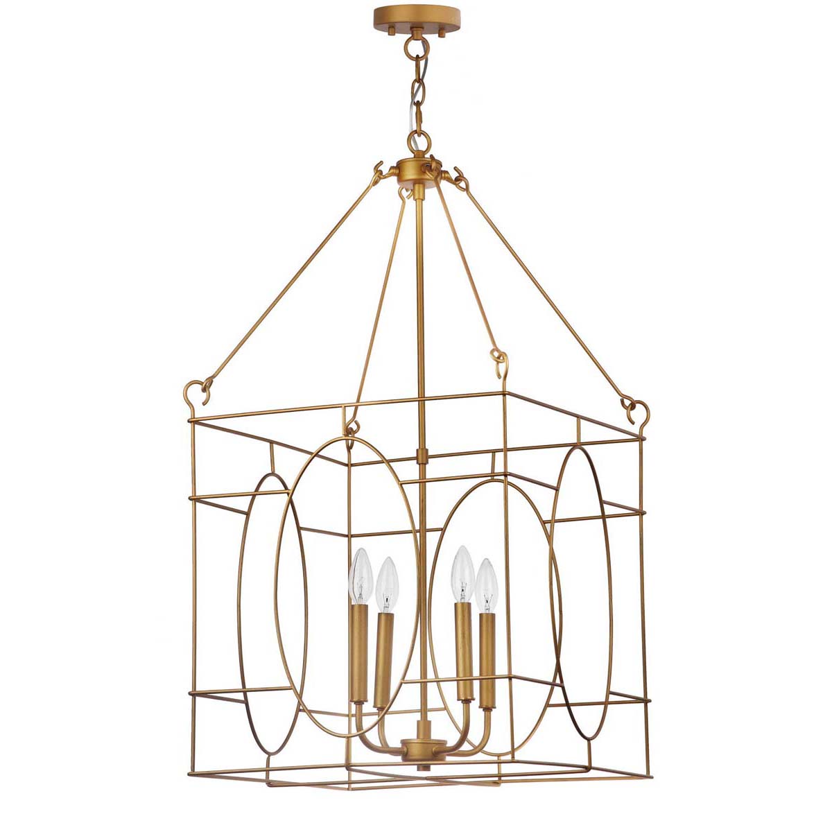 Safavieh Margot 4 Light 18 Inch Dia Adjustable Pendant, PND4004 - Gold