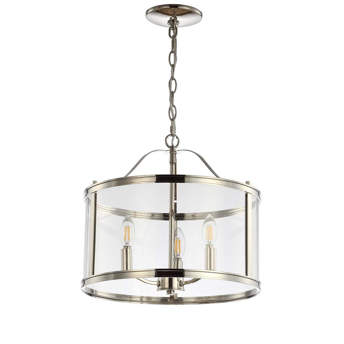 Safavieh Jude Pendant, PND4041 - Shiny Nickel/Clear