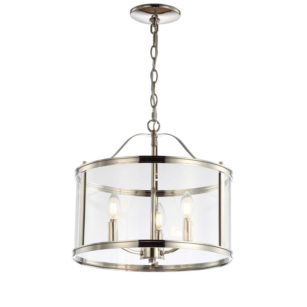 Safavieh Jude Pendant, PND4041 - Shiny Nickel/Clear