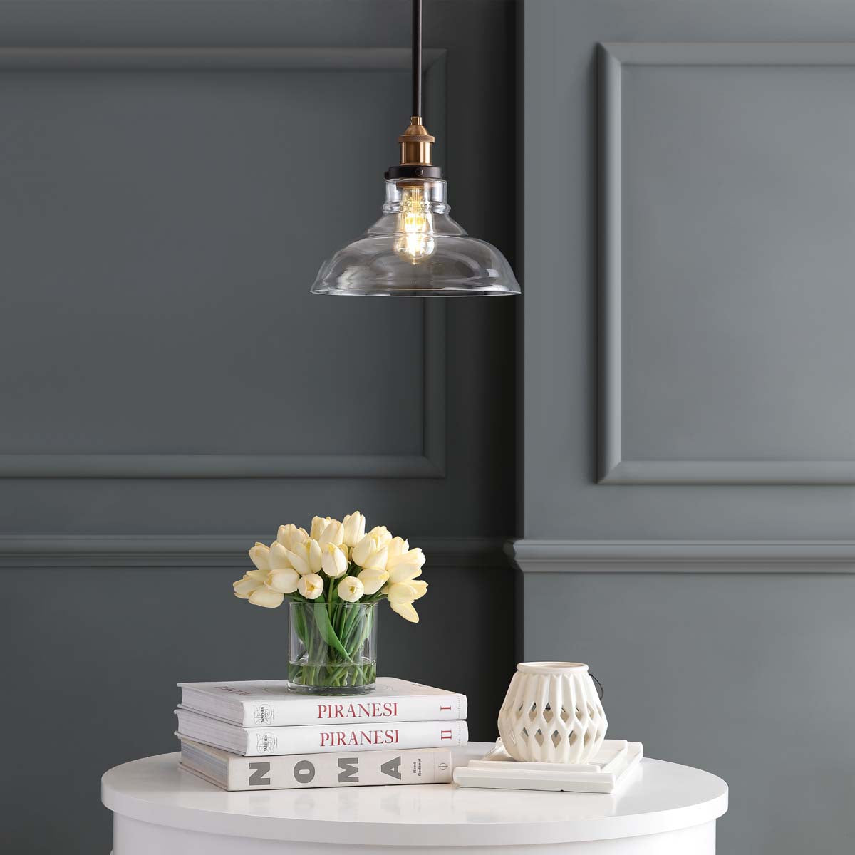 Safavieh Saul Pendant, PND4070 - Dark Grey/Brass Gold