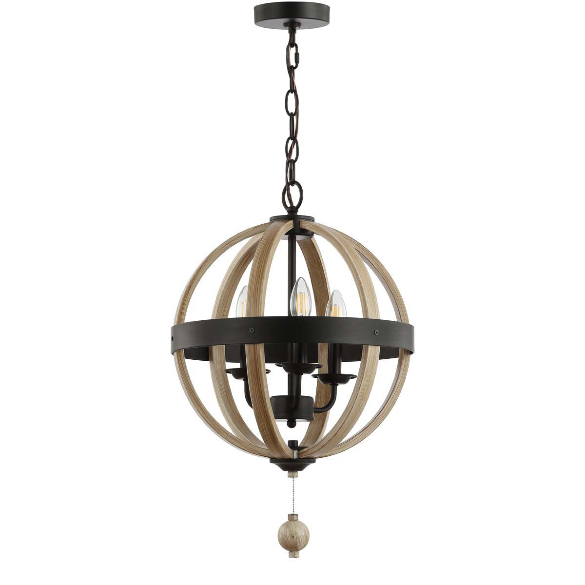 Safavieh Moshe Pendant, PND4081 - Black/Brown Wooden Finish