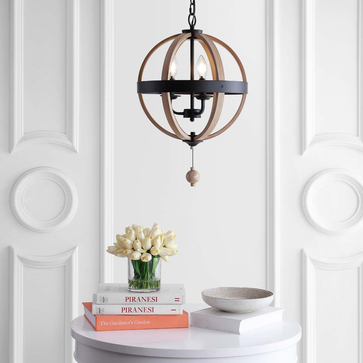 Safavieh Moshe Pendant, PND4081 - Black/Brown Wooden Finish