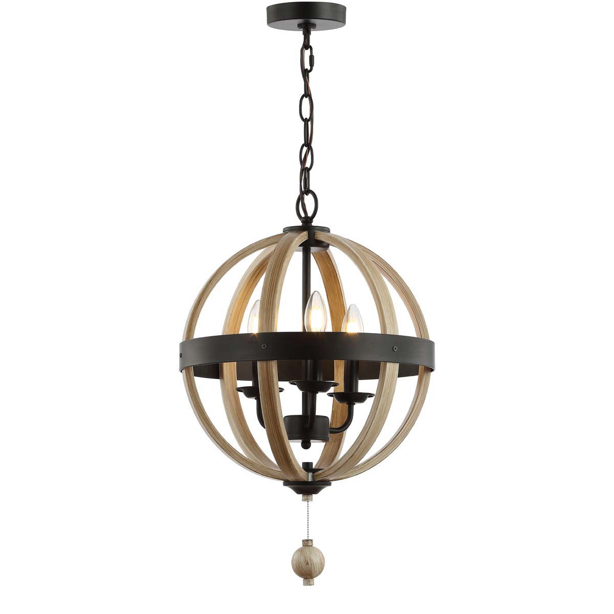Safavieh Moshe Pendant, PND4081 - Black/Brown Wooden Finish