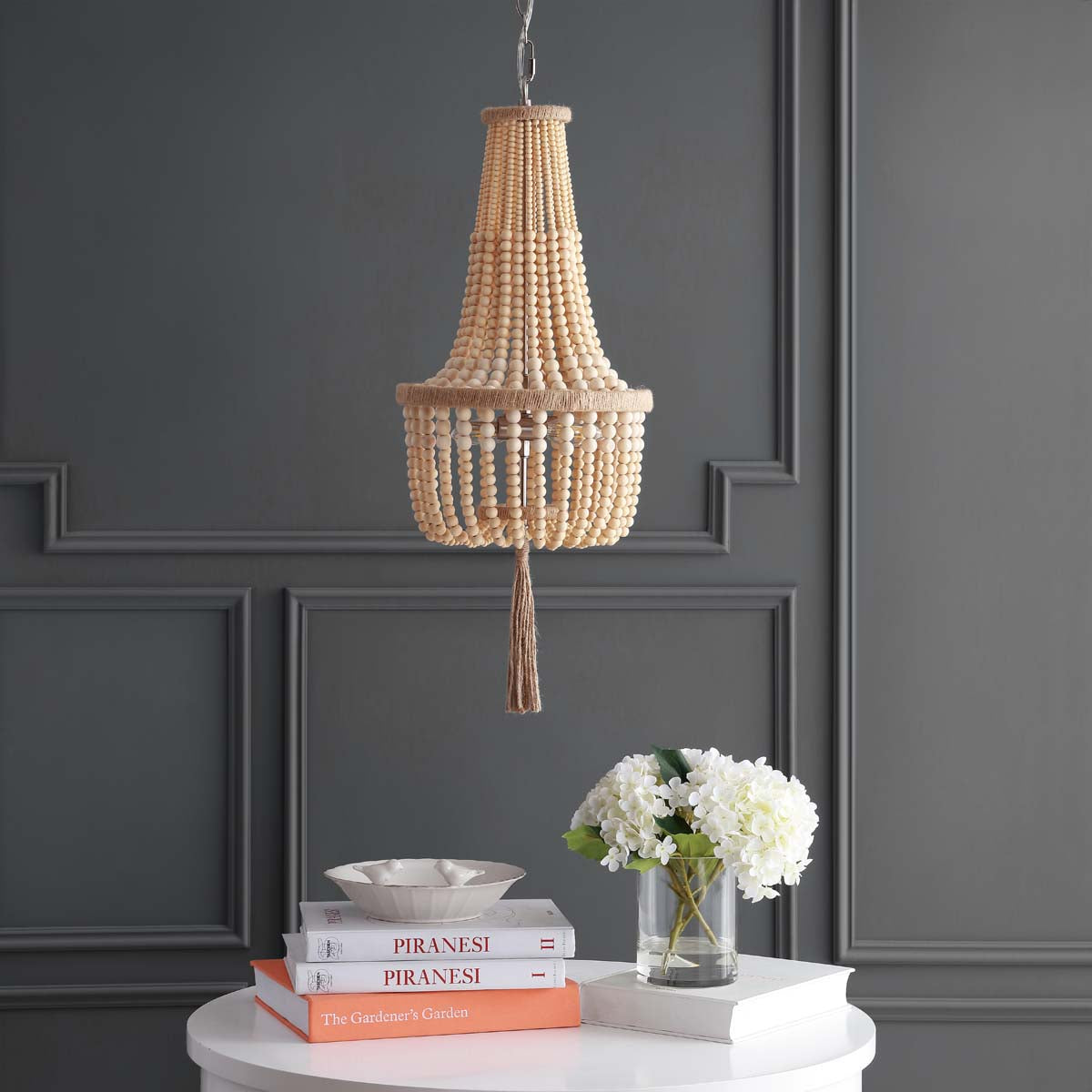 Safavieh Wynne Pendant, PND4082 - Brown Wooden Finish/Brush Nickel