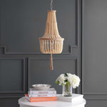 Safavieh Wynne Pendant, PND4082 - Brown Wooden Finish/Brush Nickel