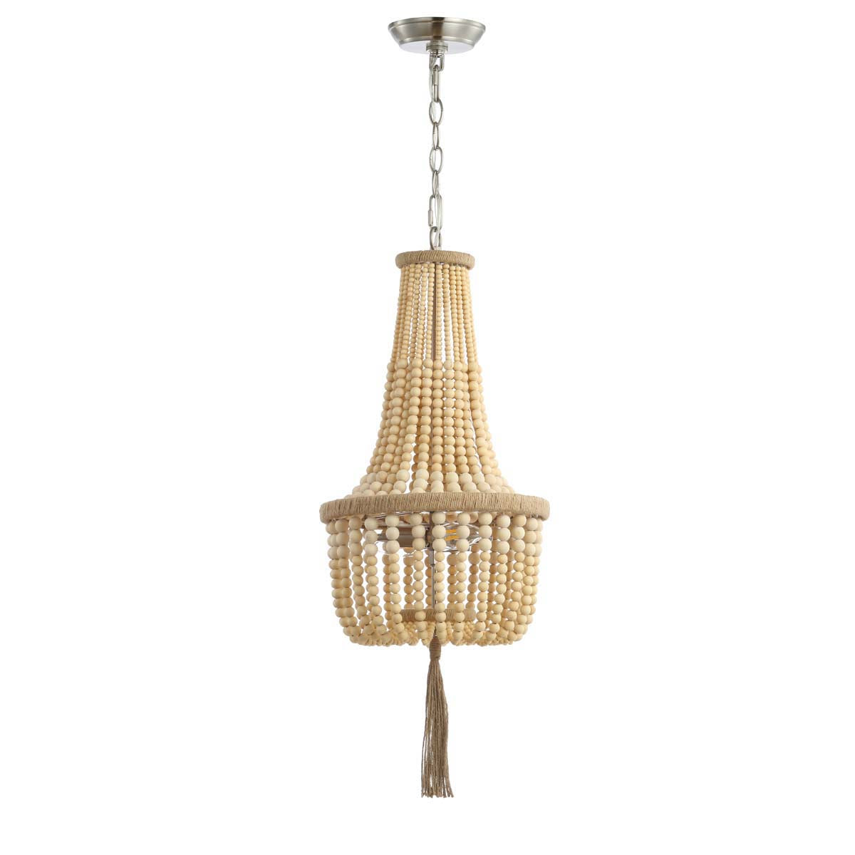 Safavieh Wynne Pendant, PND4082 - Brown Wooden Finish/Brush Nickel
