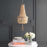 Safavieh Wynne Pendant, PND4082 - Brown Wooden Finish/Brush Nickel