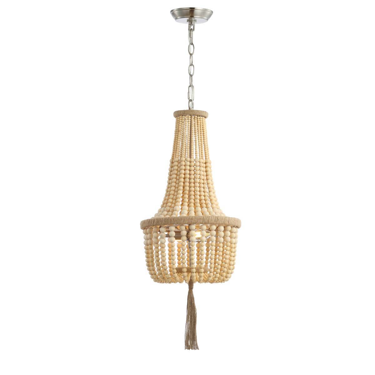 Safavieh Wynne Pendant, PND4082 - Brown Wooden Finish/Brush Nickel