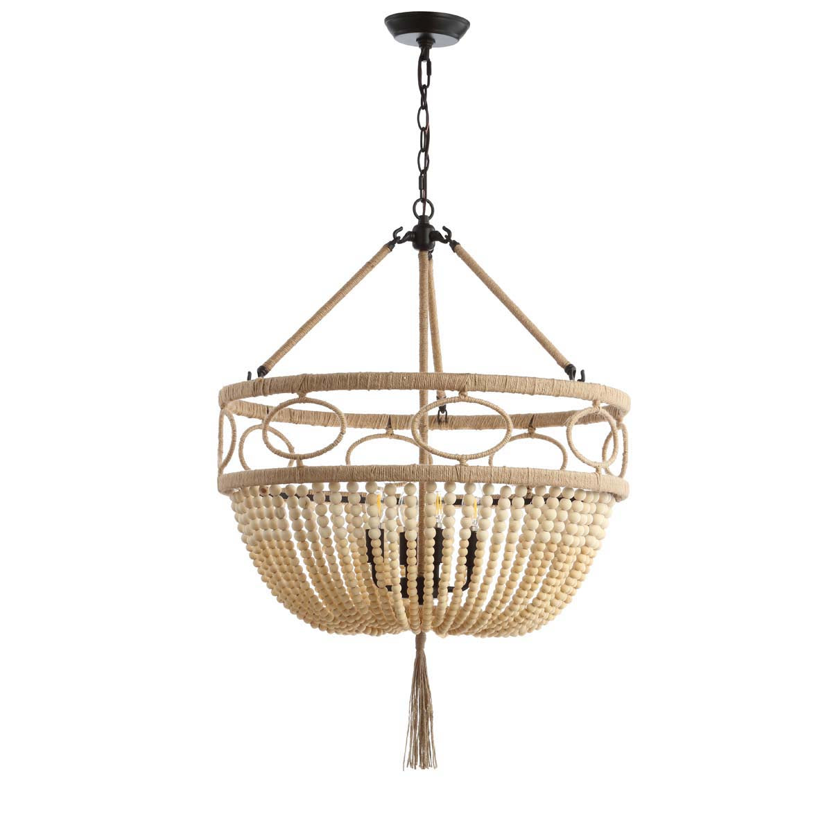 Safavieh Whitley Pendant, PND4085 - Brown Wooden Finish / Dark Grey