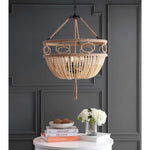 Safavieh Whitley Pendant, PND4085 - Brown Wooden Finish / Dark Grey