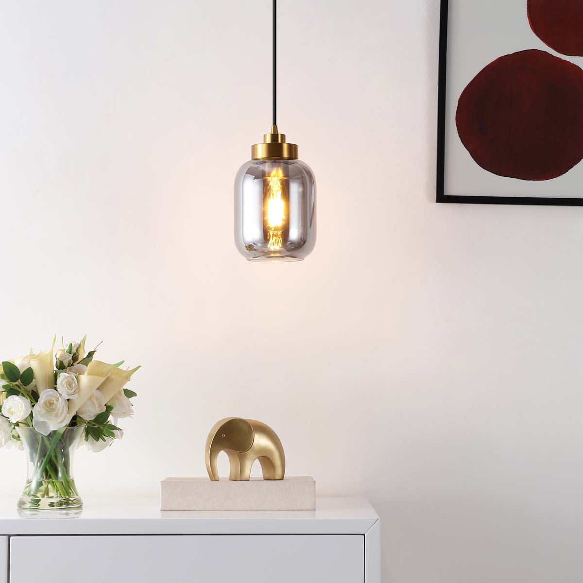 Safavieh Ethyx Pendant , PND4143 - Smoke Grey / Brass