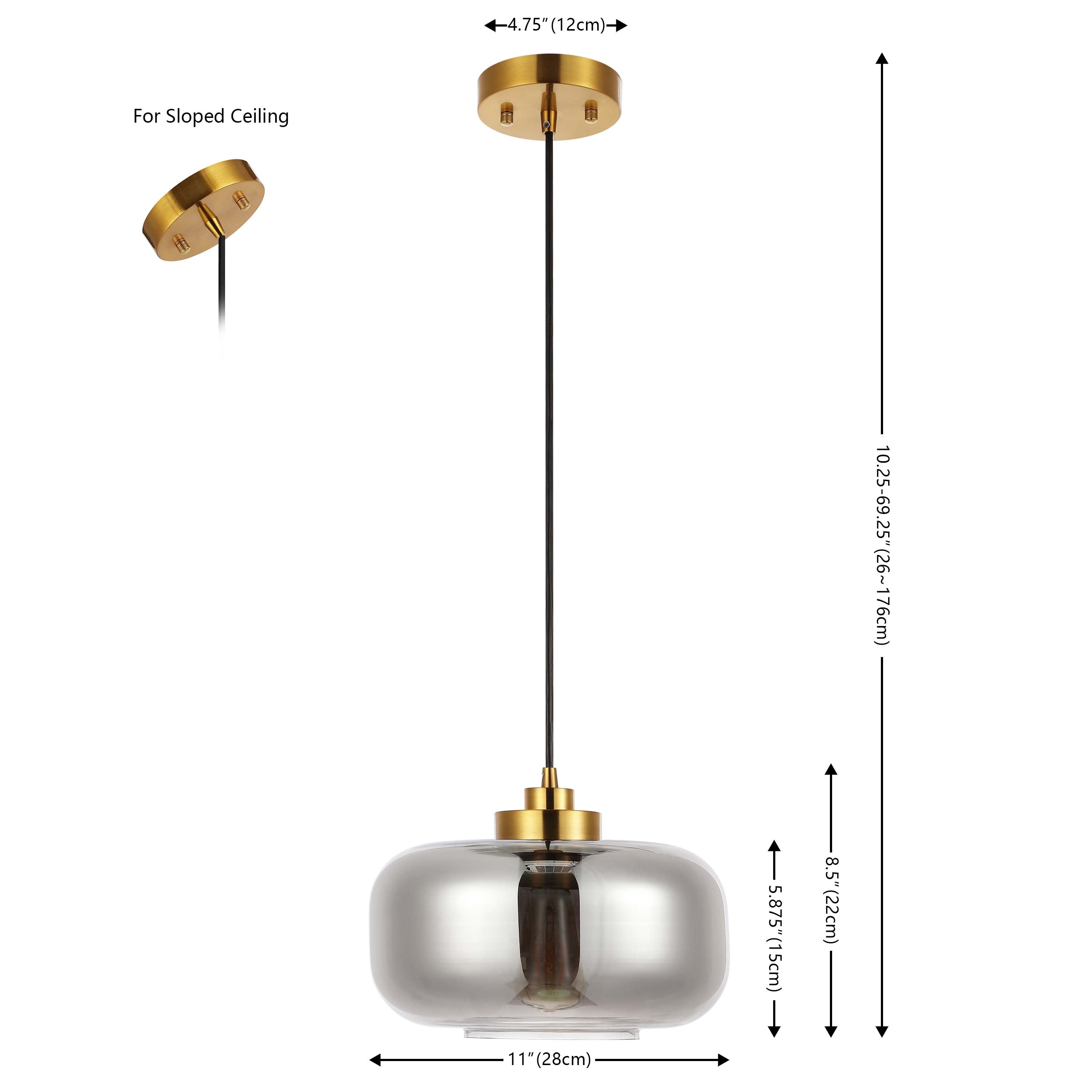 Safavieh Edge 11 Inch Pendant , PND4144 - Smoke Grey / Brass