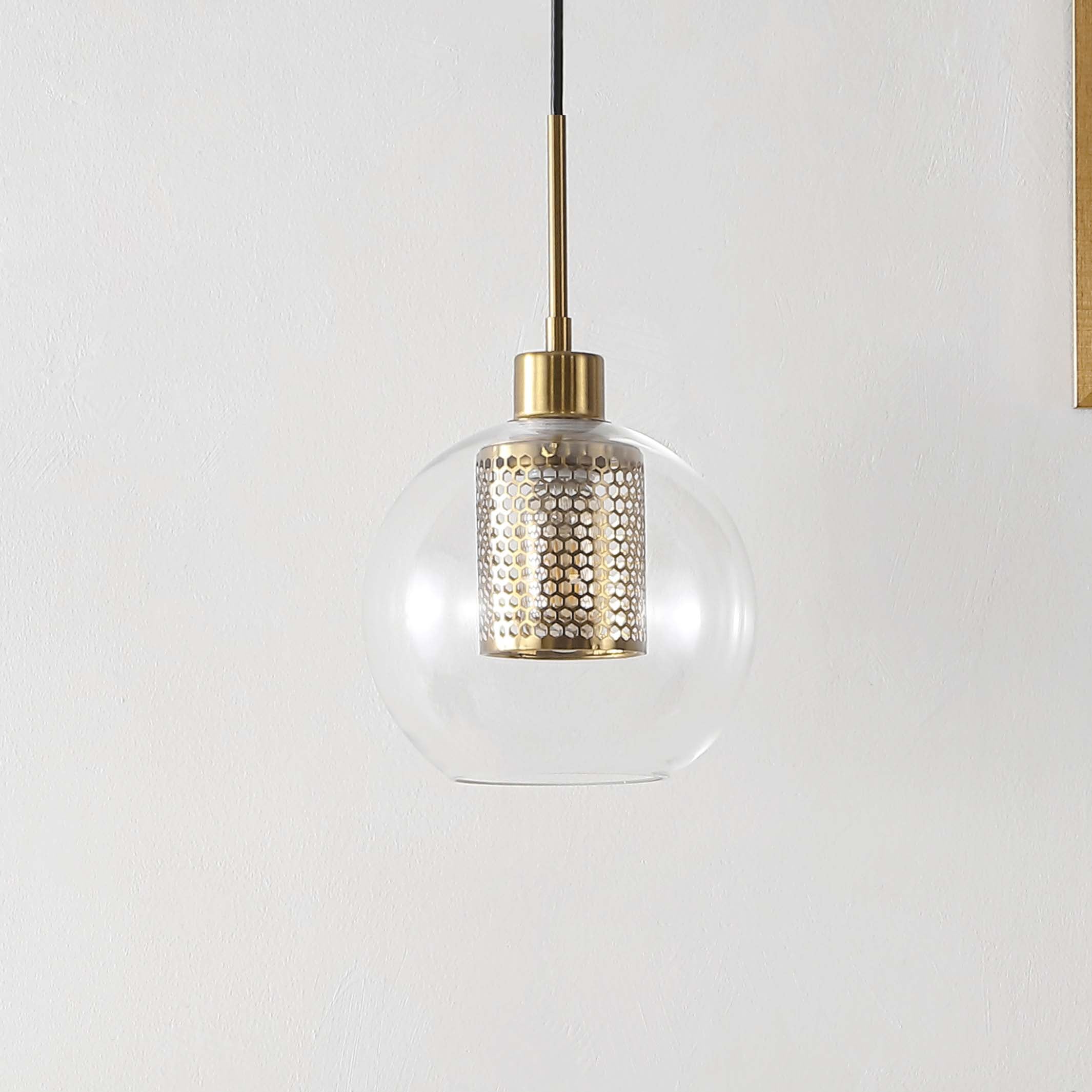 Safavieh Toronto 7.75 Inch Extendable Pendant , PND4146 - Clear / Brass