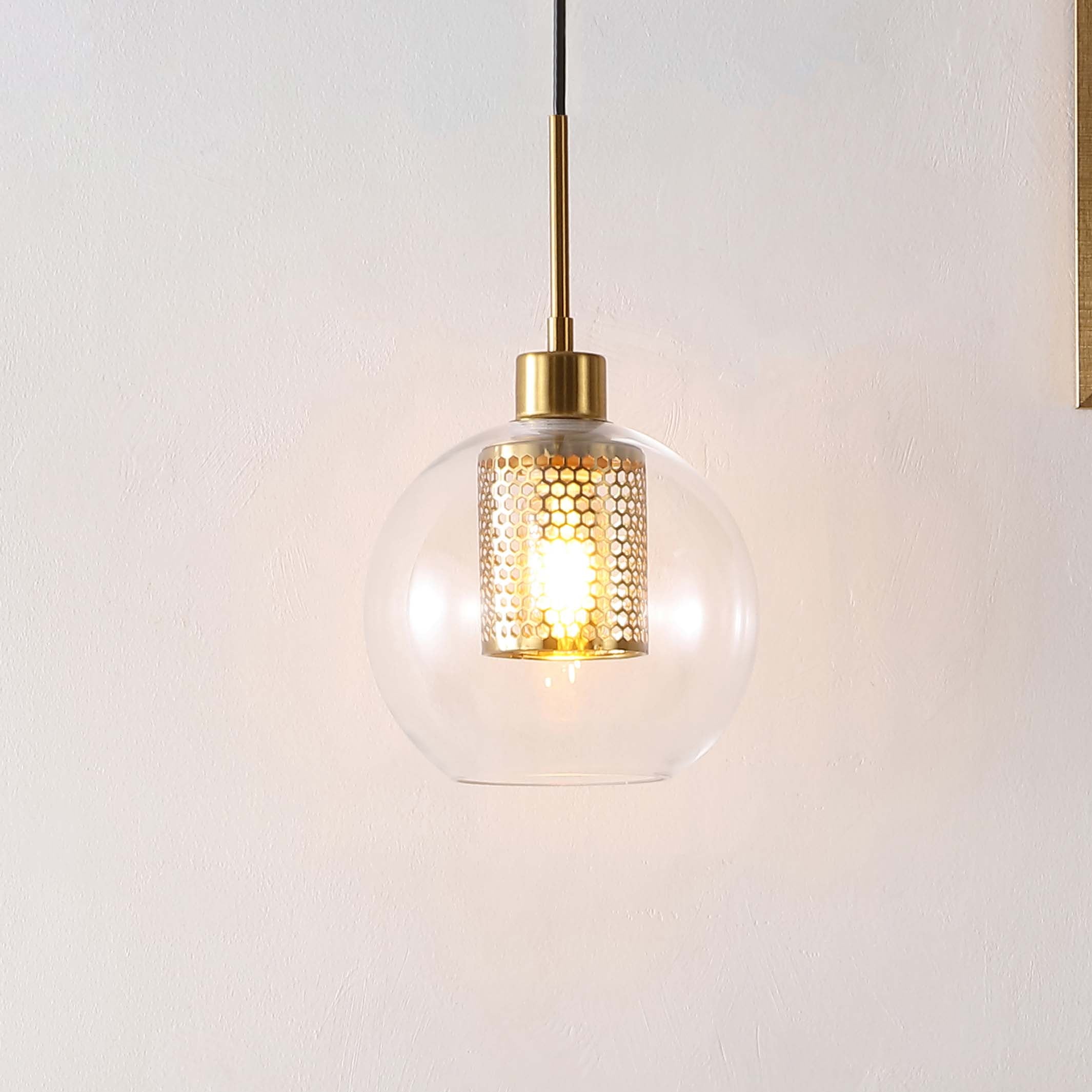 Safavieh Toronto 7.75 Inch Extendable Pendant , PND4146 - Clear / Brass