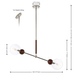 Safavieh Rocky 2 Light Extendable Pendant , PND4183 - Dark Walnut / Nickle