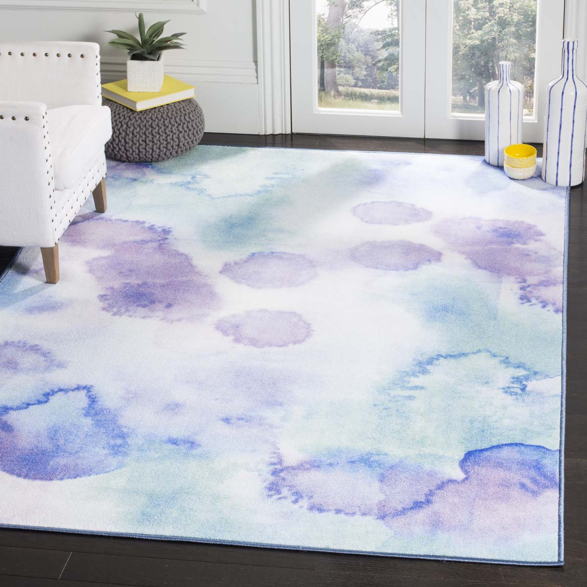 Safavieh Paint Brush Machine Washable 120 Rug, PTB120 - Blue / Lavender